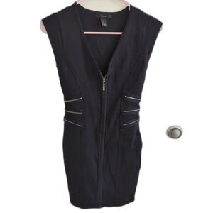 Black Bodycon Moto Inspired Edgy Sexy Bandage Mini Dress - Forever 21 Small